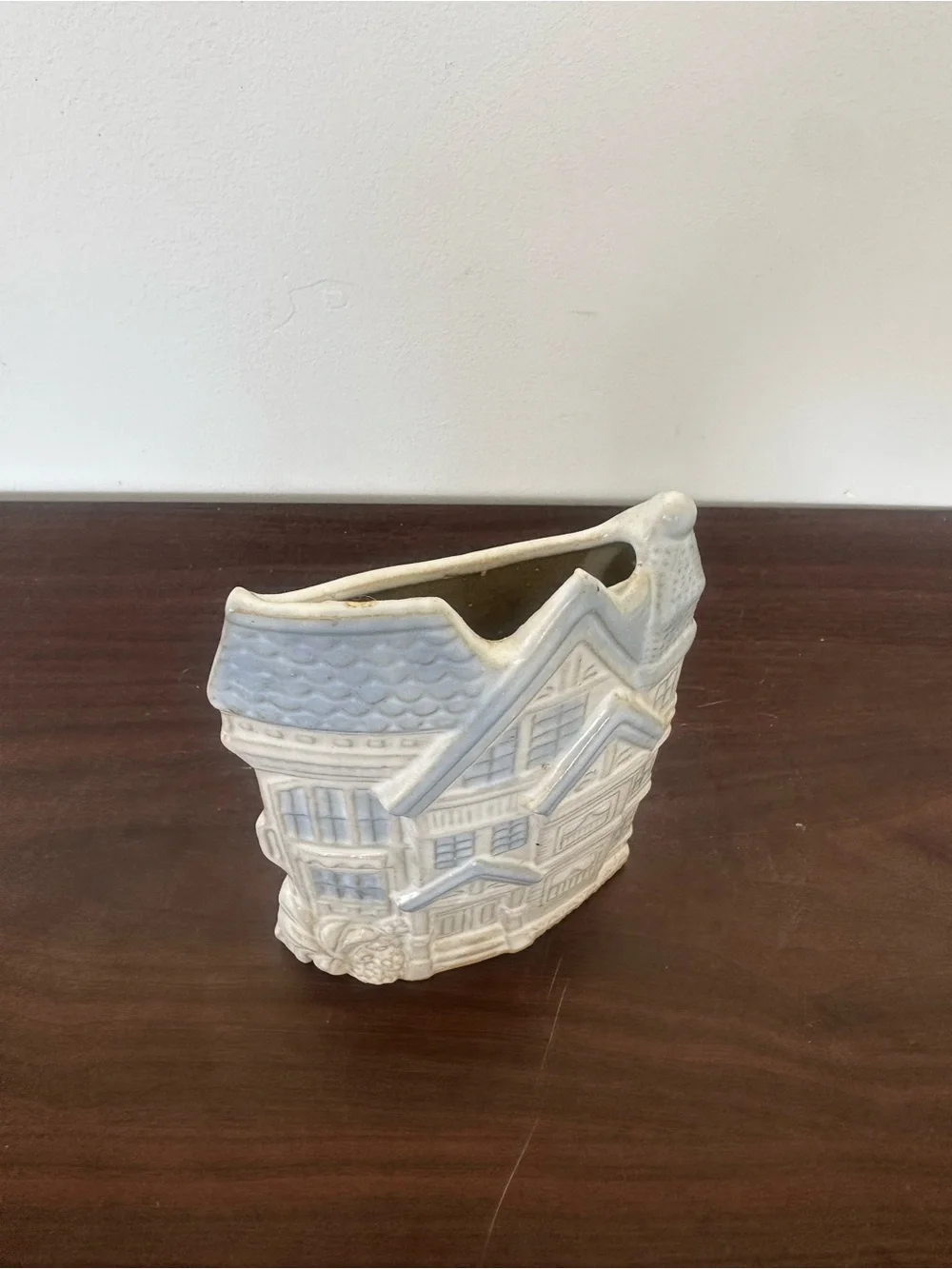 Ceramic Vintage San Francisco House Figurine in Cream and Light Blue